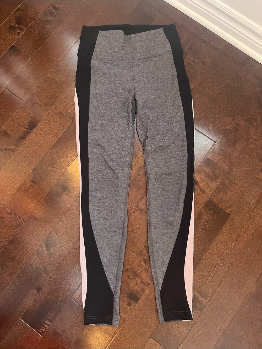lululemon athletica Gray Leggings with Black and Pink Side Panels